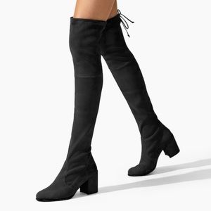 Stuart Weitzman Tieland Over the Knee Boots in Black Suede